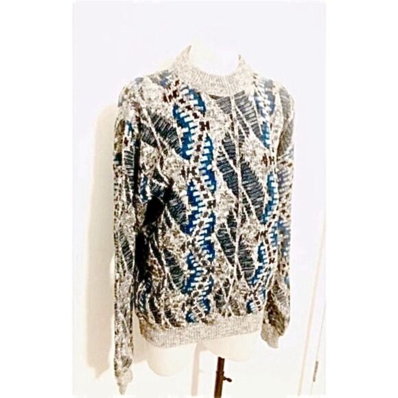 Vintage 80’s Today’s News abstract grandpa sweater - Picture 2 of 5